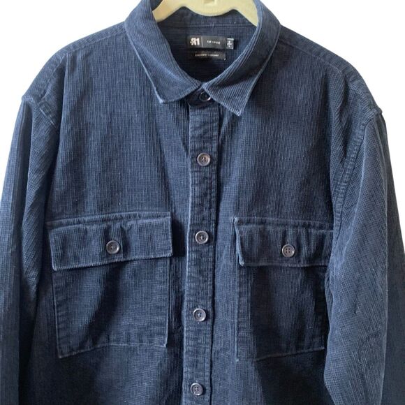 Le 31 Par Simons Overshirt Shacket Mens L Navy Long Sleeve Vision Organic Cotton - Picture 4 of 15